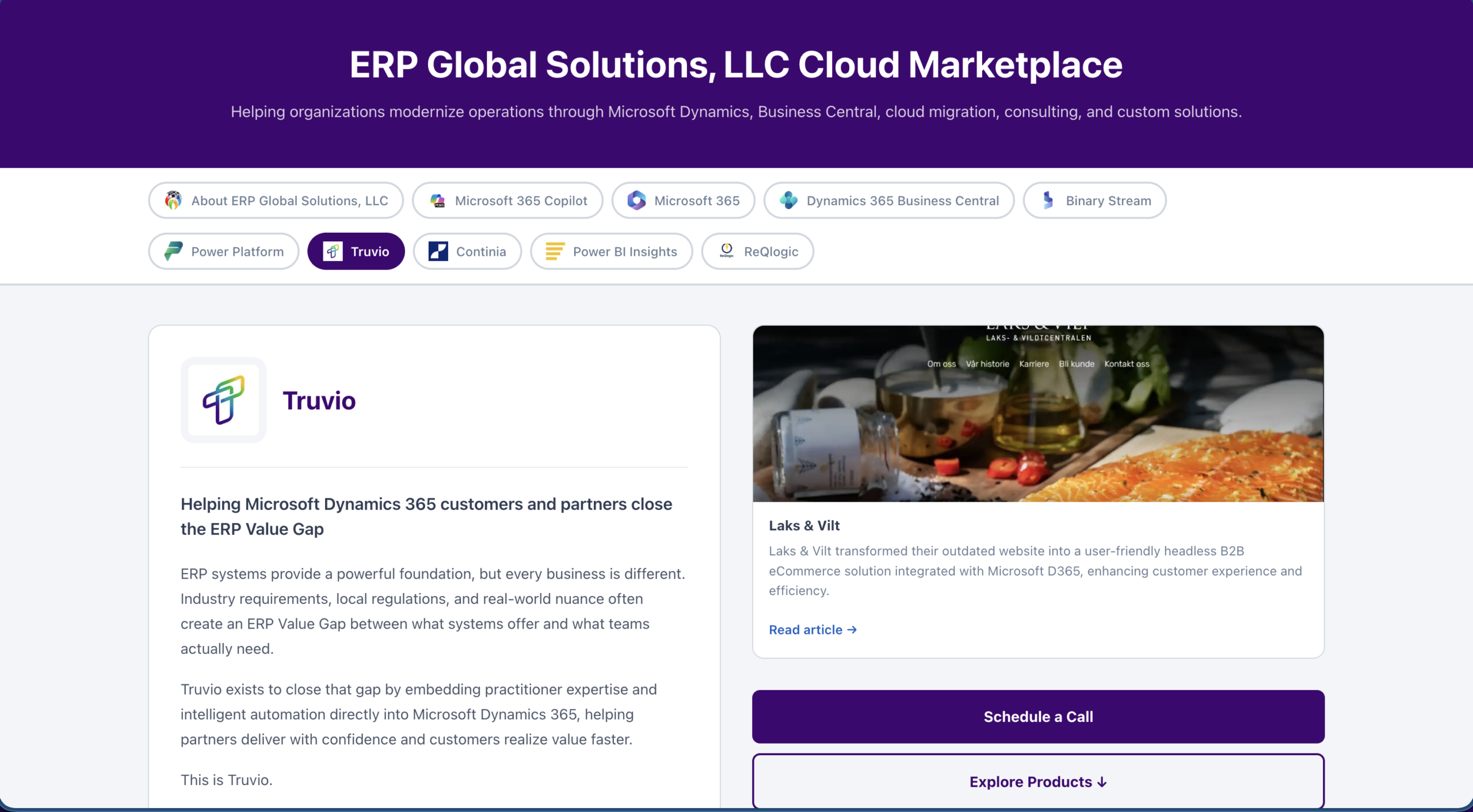 ERP Global Solutions marketplace preview